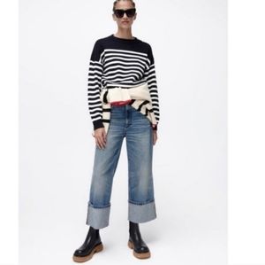 NWOT Zara Hight Waist Wide Leg Turn Up Jeans